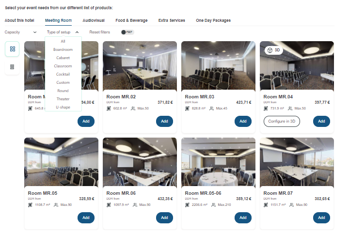 Hotel Booking Engine for Meetings and Events